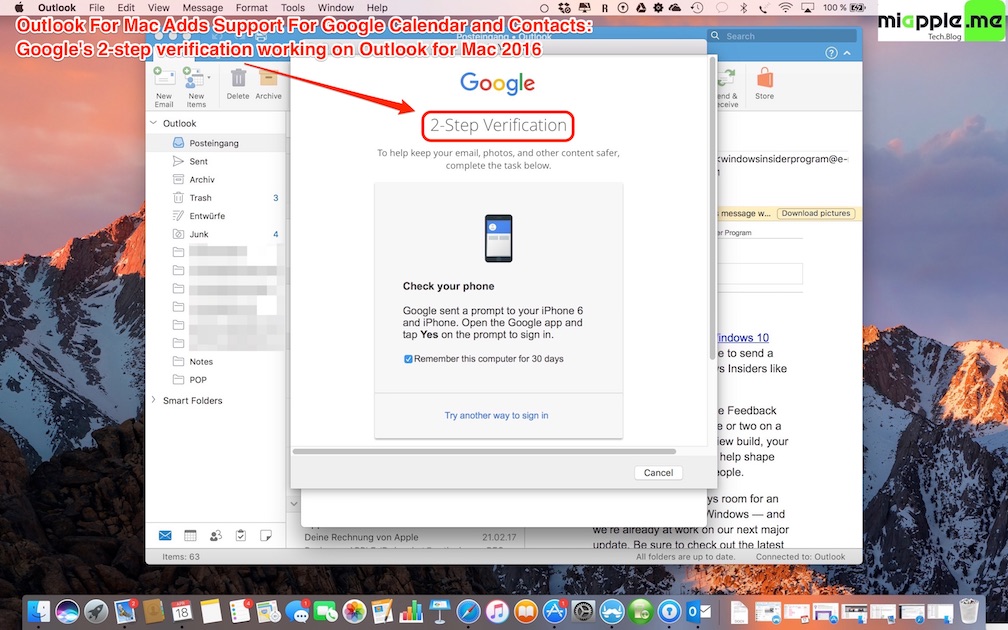 outlook for mac google sync