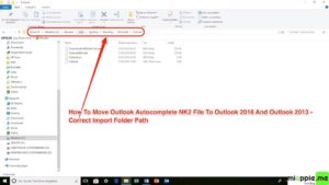 Moving Outlook Autocomplete to new profile or PC via NK2edit_02_correct folder path and renamed Outlook autocomplete .nk2 file after import