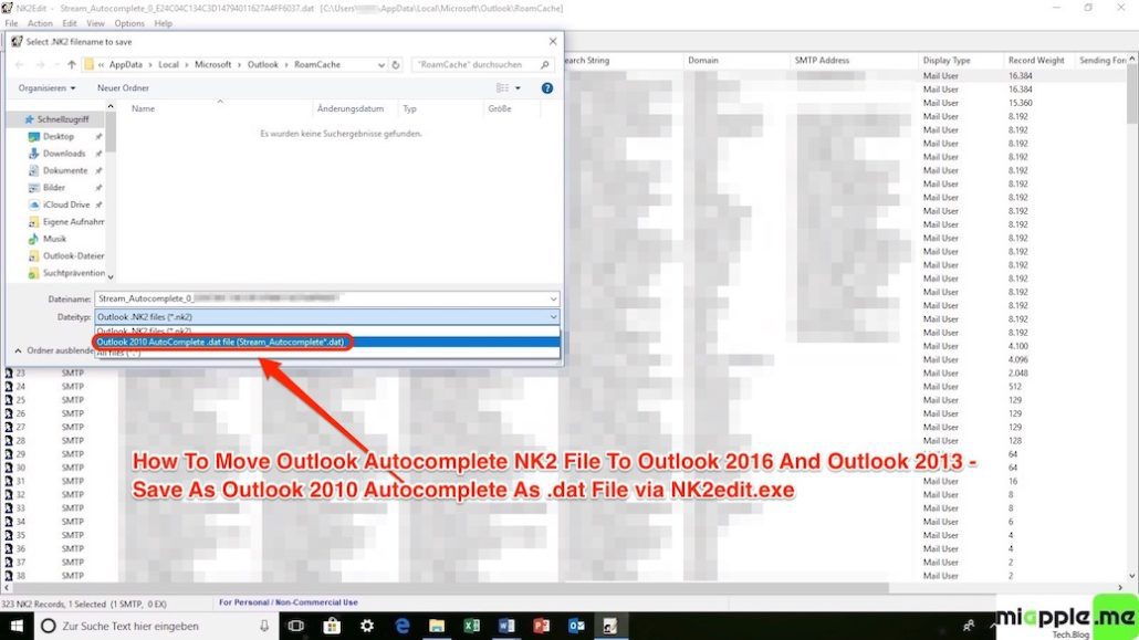 Moving Outlook Autocomplete to new profile or PC via NK2edit_04_Save as Outlook 2010 autocomplete as .dat file