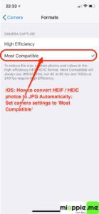 iOS convert HEIF HEIC to JPG automatically_02_camera settings most compatible