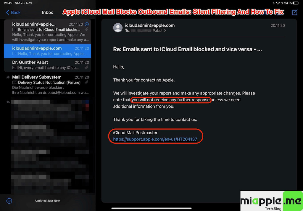 Apple iCloud Mail Blocks Outbound Emails: Silent Filtering And How To Fix  It -  - Tech.Blog