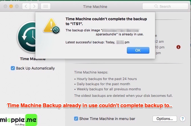 Fix macOS Time Machine Backup already in use could not complete backup